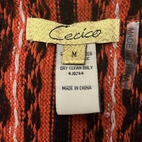 Cecico Womans Open Front Asymmetrical Sweater Vest With Fringe Rust Terra Cotta - Picture 6 of 9